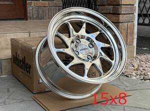 新品！Whistler KR7 15x8+20,+0 4穴 PCD100 chrome USDM 深リム Hellaflush