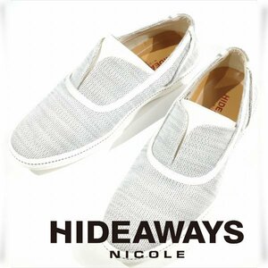 新品1円～★定価1万 ハイダウェイ ニコル HIDEAWAYS NICOLE メンズ ファブリック スリッポンシューズ 25.5cm ホワイト 白 ◆5115◆