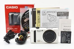 【1円~】 CASIO EXILIM EX-ZR100 ホワイト 箱付き コンパクトデジタルカメラ 動作確認済み バッテリー 充電器 中古 ジャンク 36759897