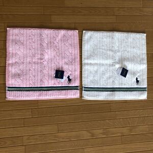 新品　POLO ラルフローレン 2枚セット　25×25 刺繍タオルハンカチ 綿100 