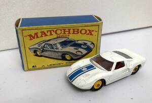 MATCHBOX マッチボックス No.41 フォード G.T レーサー FODO G.T RACER レズニー ミニカー イギリス製 紙箱付き