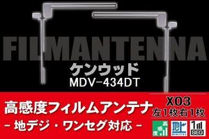 地デジ ワンセグ フルセグ L字型 フィルムアンテナ 右1枚 左1枚 ケンウッド KENWOOD 用 MDV-434DT 対応 フロントガラス 高感度 車