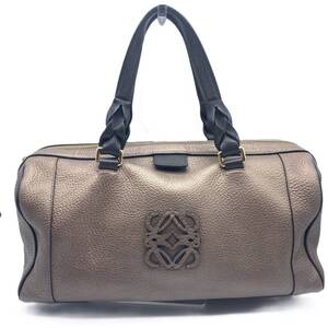 ロエベ ハンドバッグ フスタ35 ショルダー 2WAY ボストン ブロンズ レザー LOEWE ABランク 中古