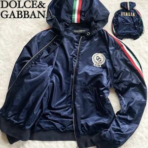 【極美品】 ドルチェ＆ガッバーナ DOLCE&GABBANA サイドライン ロゴ ワッペン ブルゾン ジャケット ライトアウター メンズ 秋 冬