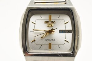 稼働品 セイコー ファイブ デイデイト スクエア シルバー 7009-5860 自動巻き メンズ 腕時計 SEIKO