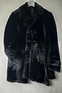 新品 ブラックフェイクファー ねじれピーコート 稀少Lサイズ COMME des GARCONS HOMME PLUS ホワイトショック期