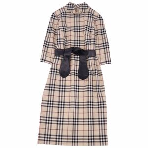 バーバリー ロンドン BURBERRY LONDON ワンピース 七分袖 ミディ丈 Iライン チェック柄 オフネック レディース 40 cf06mr-rm05r06871