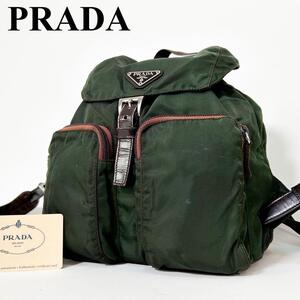 PRADA プラダ ギャラカード リュックサック バッグパック ミニリュック 三角ロゴ ナイロン 緑　グリーン A4 大容量 白タグ ユニセックス