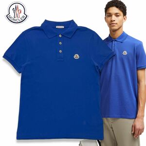 63 正規品 MONCLER モンクレール MAGLIA POLO S/S SHIRT 半袖コットン ポロシャツ トリコロール ロゴボタン トップス XS ブルー メンズ