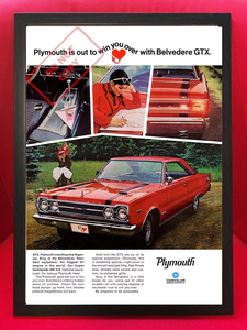 ポスター★1967 Plymouth Belvedere GTX 『Out to win you over』 広告★Mopar/モパー/プリマス/プリムス/426 HEMI/440