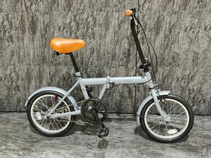 【1スタ】【OUTLET　SELL品】ワイヤー錠付属16インチ折り畳み自転車　シングルギア　グレー