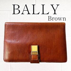 【訳アリ品】BALLY(バリー)ビジネスバッグ クラッチバッグ セカンドバッグ 茶 ブラウン レザー