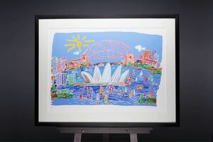 真作保証 ケン・ドーン Ken Done「NEW SYDNEY HARBOUR」大判シルクスクリーン 画寸(68cmx45cm) 直筆サインあり 状態良好！シドニーハーバー