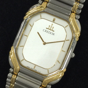 クレドール SS + 18KT クォーツ 腕時計 2F70-5480 スクエアフェイス メンズ ファッション小物 未稼働品 CREDOR