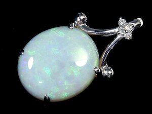 2VO12033S【売り切り】新品【RK宝石】≪opal≫ 天然オパール 大粒 約15.2ｍｍ×13.3ｍｍ 極上ダイヤモンド K18WG 高級ペンダントヘッド