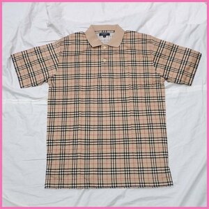 ★未使用 BURBERRY/バーバリーロンドン 半袖ポロシャツ メンズS/ベージュ×ブラック×レッド/ノバチェック/コットン100%&1993700014