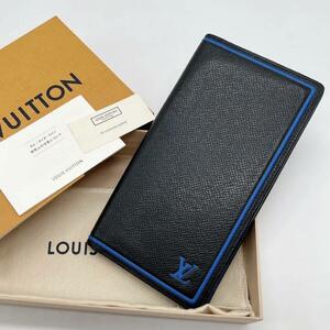 【極美品】LOUIS VUITTON ルイヴィトン タイガ　ブラック　ノワール　ブルー ポルトフォイユ ブラザ 長財布 M63300　近年モデル