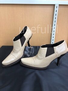 【PRADA】　プラダ　ステッチ　シューズ　靴　ヒール　レディース　約23cm　ベージュ　SY02-IK1