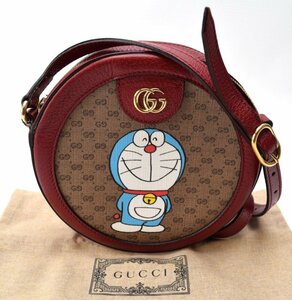 美品・限定 GUCCI グッチ 【ミニ・GGスプリーム ドラえもん コラボ ショルダーバッグ 625216 ボルドー×ブラウン】ミニバッグ