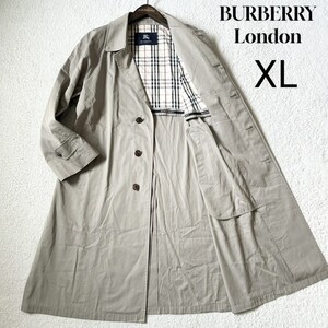 XL!!1円～極美品 BURBERRY London バーバリー ロンドン ステンカラーコート ノバチェック ライトグレー ヴィンテージ 希少 1スタ