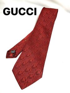  GUCCI グッチ ネクタイ レッド系 柄　ブランドネクタイ 送料185円（追跡付）〜　