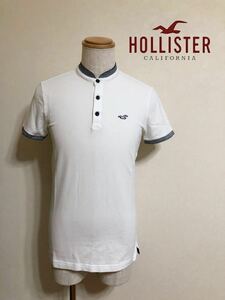 【新品】 HOLLISTER ホリスター ストレッチ バンデッドカラー ポロシャツ ヘンリーネック サイズS 175/92A 半袖 白 633087767