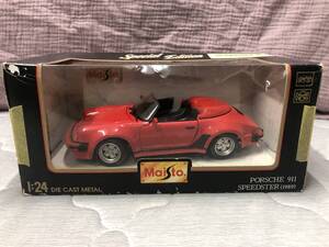 当時物！在庫品・Maisto・1/24 PORSCHE 911 SPEEDSTER(1989) 赤・未開封品・現品限り！ 