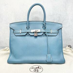 1円〜美品 HERMES エルメス　バーキン35　トゴ　ブルージーン　□K刻印　ハンドバック　トートバック