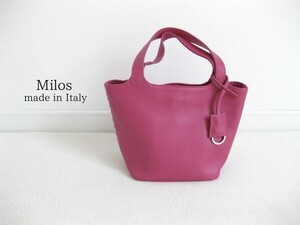 ☆美品☆イタリア製☆MILOSミロス☆レザーバッグ☆ピンク☆ハンドバッグ☆