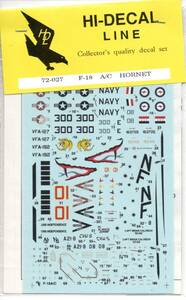 1/72Hi Decal　ハイデカール HD72027 McDonnell-Douglas F/A-18A・C Hornet