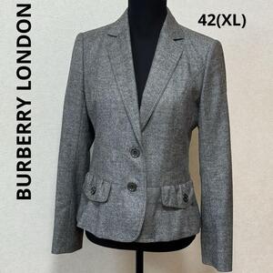 BURBERRY LONDON バーバリーロンドン テーラード ジャケット ウール カシミヤ グレー 42 XL レディースジャケット