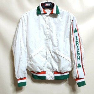 A4 USA製 King Lovie 白色 M ナイロン スタジャン ジャケット スタジアムジャンパー ビンテージ アメリカ USA 古着 メンズ 80s 90s