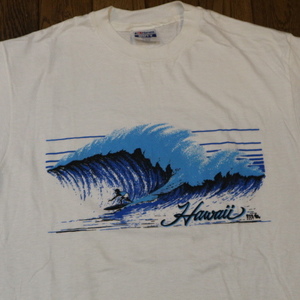 80s USA製 Hawaii Tシャツ L ホワイト Hanes ハワイ サーフィン サーフ スーベニア アロハ ビーチ スケート オールド ヴィンテージ