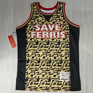 USA正規品 【M】 Headgear Classics ヘッドギアクラシックス HGC 1986年 映画 セイブフェリス SAVE FERRIS バスケジャージ 黒 ベージュ 