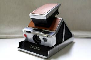 ⑱POLAROIDポラロイド◆SX-70◆LAND CAMERAランド カメラ◆ブラウン×シルバー系◆昭和レトロ当時物ビンテージ