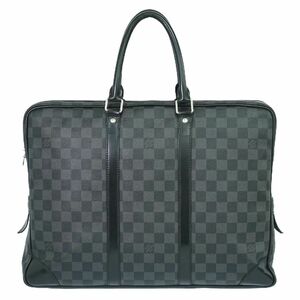 本物 ルイヴィトン LOUIS VUITTON LV ポルトドキュマンヴォワヤージュ ダミエ グラフィット ビジネスバッグ ブラック グレー N41125