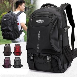 cjx406★登山 ハイキング 防災 リュックサック バックパック 収納 大容量 60L 非常用 通気性 ブラック 