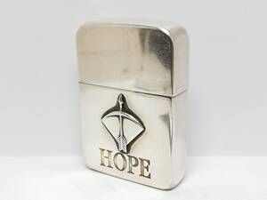 D2411-61　ZIPPO/ジッポー　オイルライター　メタル 1941レプリカ HOPEアロー 銀メッキ　01年製【中古・ジャンク品】