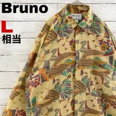 p90 ピュアシルク 春夏 US古着 Bruno 長袖シャツ 総柄 フラワー