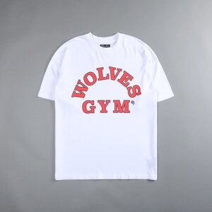 Darc Sport AMERICAN WOLF POWER HOUSE GYM OVERSIZED TEE WHITE M ダルクスポーツ ジム ヴィンテージ オーバーサイズ Tシャツ ホワイト 白