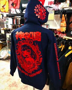 ★ＧＳＭ★神鳴娘パーカー★NAVY×RED 神鳴エンヂニアリング GOD SOUND MACHINES! 旧車 バイカー バイク オートバイ ツーリング バイク女子