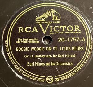 RCA VICTOR Records. Earl Hins and his Orchestra ・BOOGIE WOOGIE ON ST. LOUIS BLUES / JELLY, JELLY SP盤/78レコード