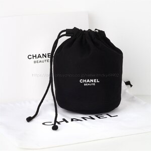 シャネル CHANEL ノベルティ VIPギフト ポーチ 巾着 丸底 メイク 化粧ポーチ セカンドバッグ レディース ブランド 黒 非売品