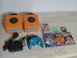 美品! Nintendo ゲームキューブ GAMECUBE オレンジ DOL-001 本体 2台セット コントローラー×1台 ACアダプター×1個 ソフト×5本付き 