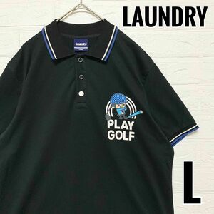 LAUNDRY ランドリー　ゴルフウェア　メンズ　黒　プリント　【L】