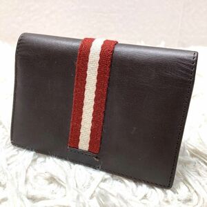 美品 バリー BALLY【圧倒的存在感】名刺入れ カード入れ 定期入れ パスケース トレインスポッティング トレスポ ダークブラウン レザー本革