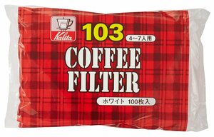 カリタ Kalita コーヒーフィルター ホワイト NK103濾紙 4~7人用 100枚入り #15081