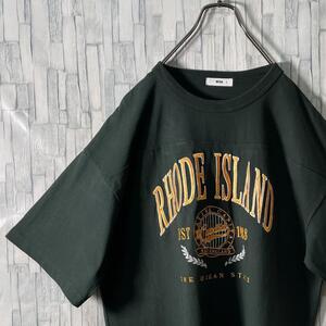 【人気グリーン・総刺繍良デザイン】Tシャツ メンズXL ビッグシルエット