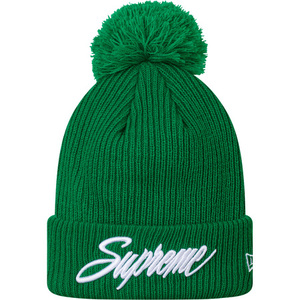 希少★新品本物【KELLY GREEN】★New Era Beanie Box スクリプトロゴ ニューエラ ビーニー 正規店購入 限定品 レア 入手困難 Supreme 13A/W