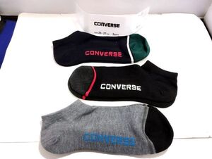 コ4）黒紺灰）３Ｐ）25-27cm）福助製 コンバース★靴下 アンクルソックス くるぶし丈 13952 CONVERSE●新品送料込